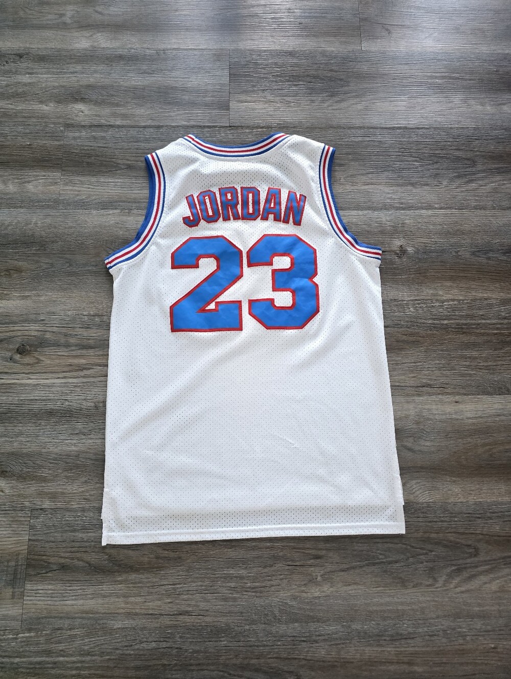 Tune Squad Men's White/Blue Michael Jordan #23 Basketball Jersey Size S